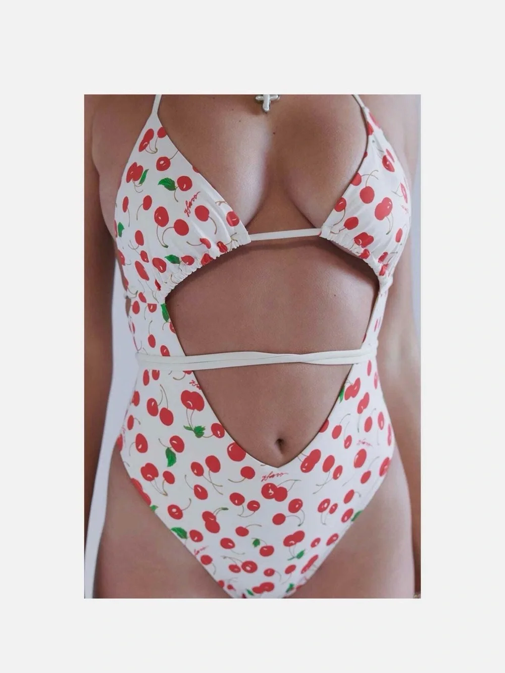 Frankies Bikinis X Sydney Sweeney Gemma Cherry-Print Cut-Out Swimsuit